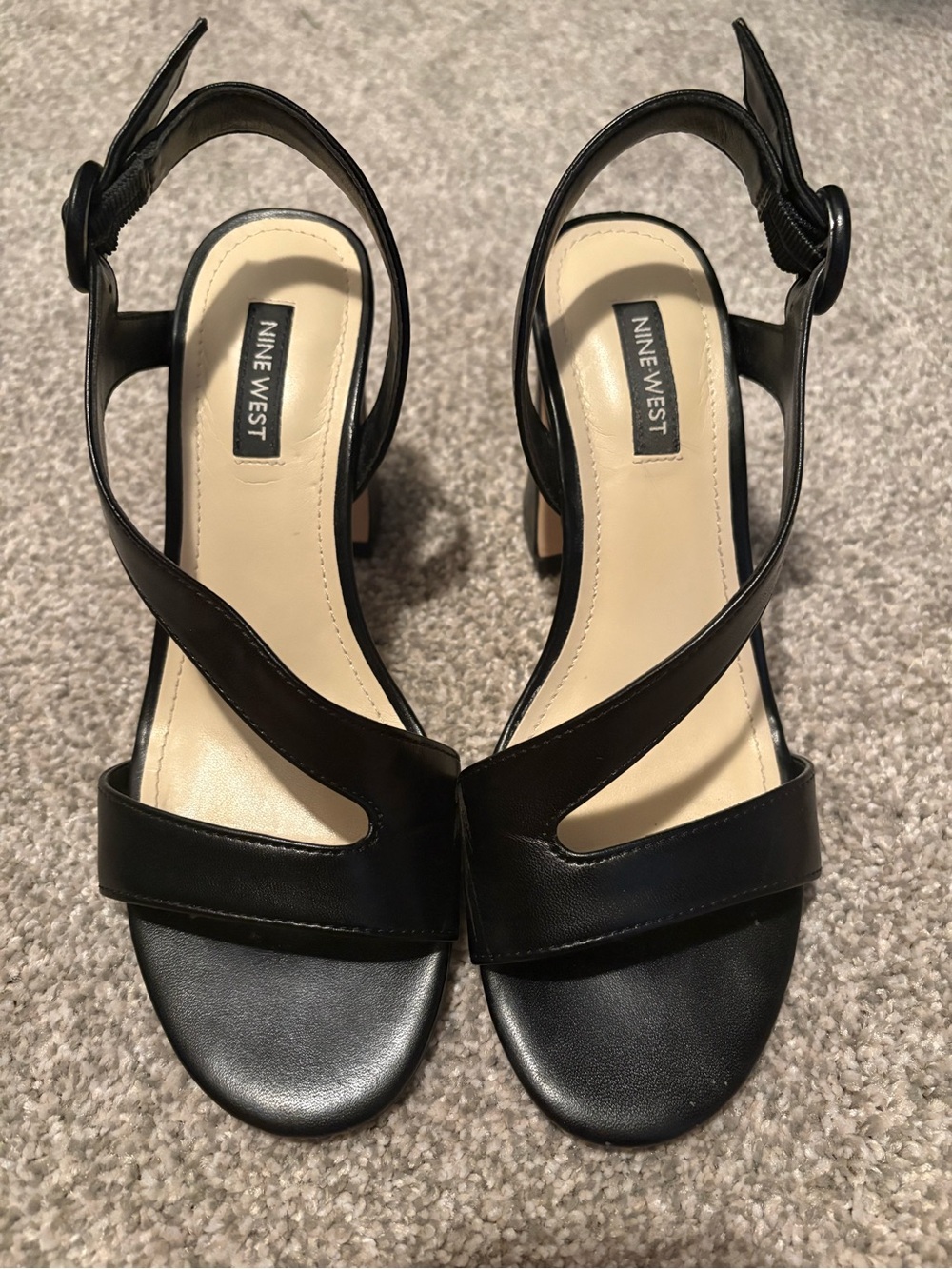 Nine West Black Open-Toe Slingback Heels